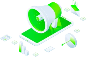 Imagen de un megafono con un celular para ilustrar el servicio de publicidad online