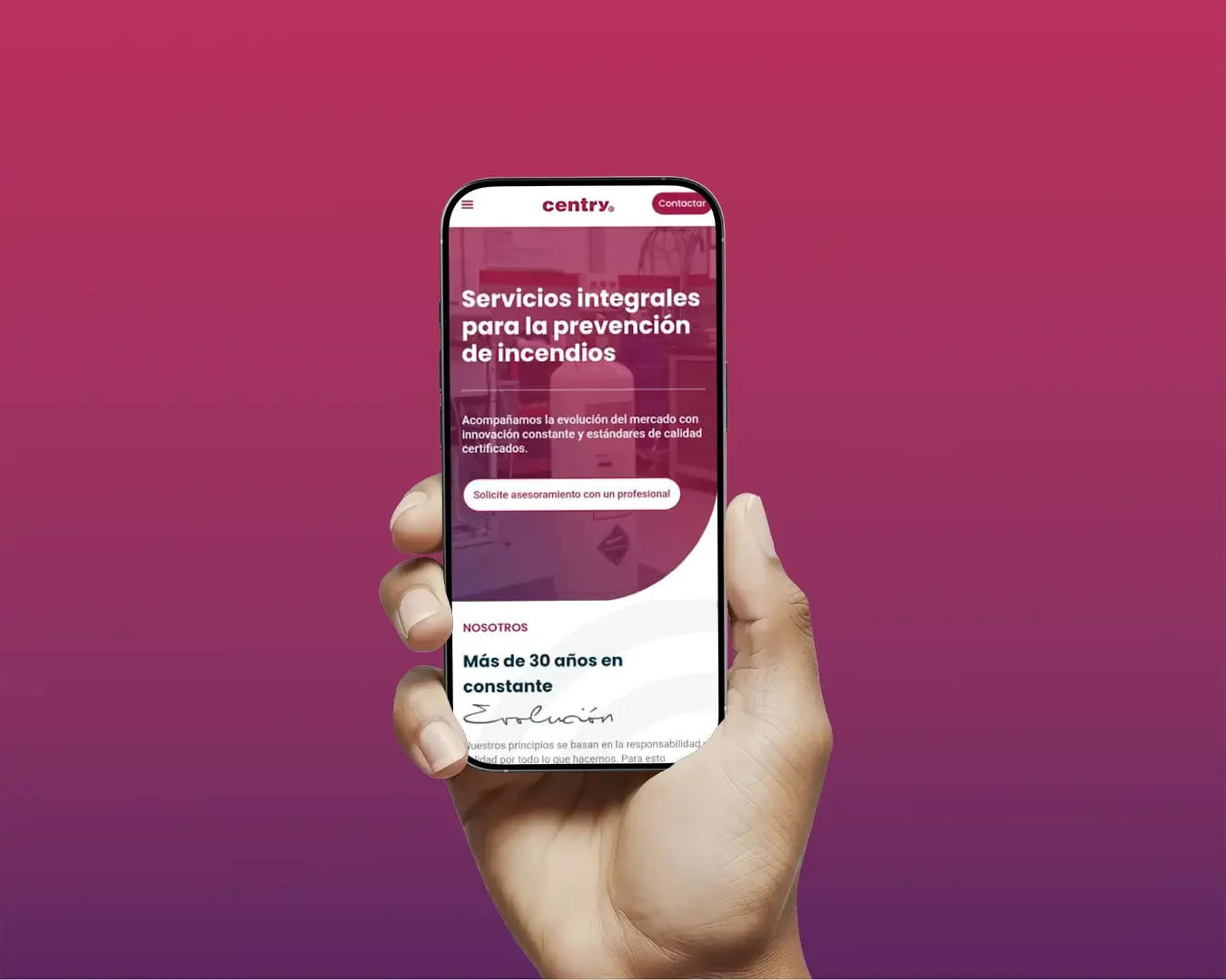 sitio web de centry en un movil